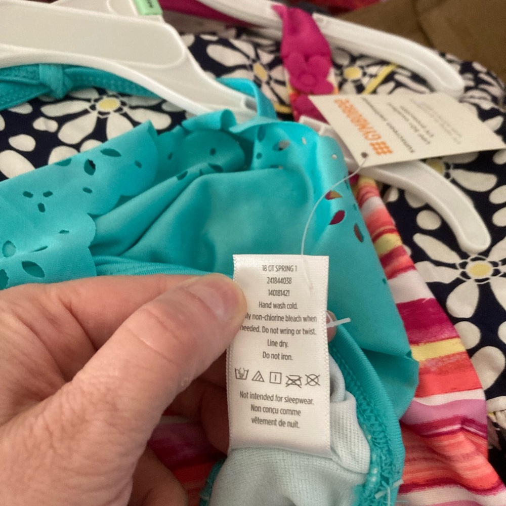 🌸NWT Gymboree 2pc Turquoise Bandeau/Halter Top Both w/Laser Cut Overlay C - Picture 7 of 9